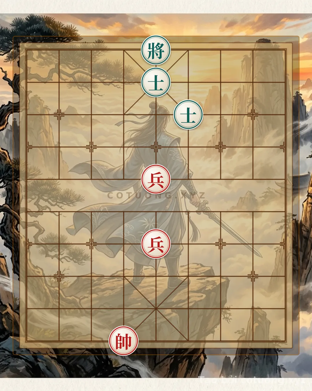 Challenge: Xiangqi Mastery: 2Pawns vs 2Advisors - The Secret to Crushing the Black Formation in 3 Moves - Can you solve it?