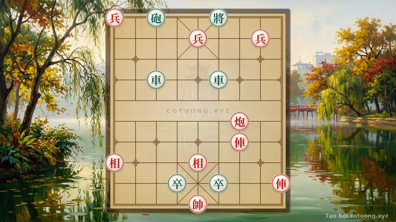Thế cờ: Bloody Checkmate: Red Chariot at 3-4 Strikes Straight at Black General - Super Difficult Level 1/10 — Cờ Tướng Online