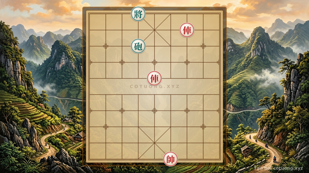 Thế cờ: Xiangqi Online: Red Chariot Pinning Black Cannon - Tactical Strategy to Defeat the Black General — Cờ Tướng Online