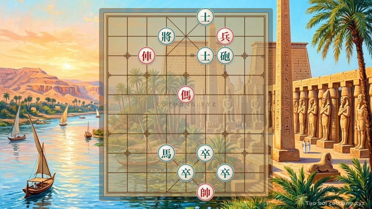 Thế cờ: The 'Falling Elephant' Formation - The Piercing Move of the Red Horse at File 5, Rank 6 — Cờ Tướng Online