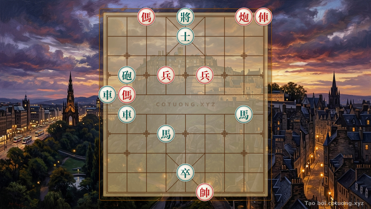 Thế cờ: Xiangqi: Defensive Counterattack Tactics Against Double Black Horses — Cờ Tướng Online