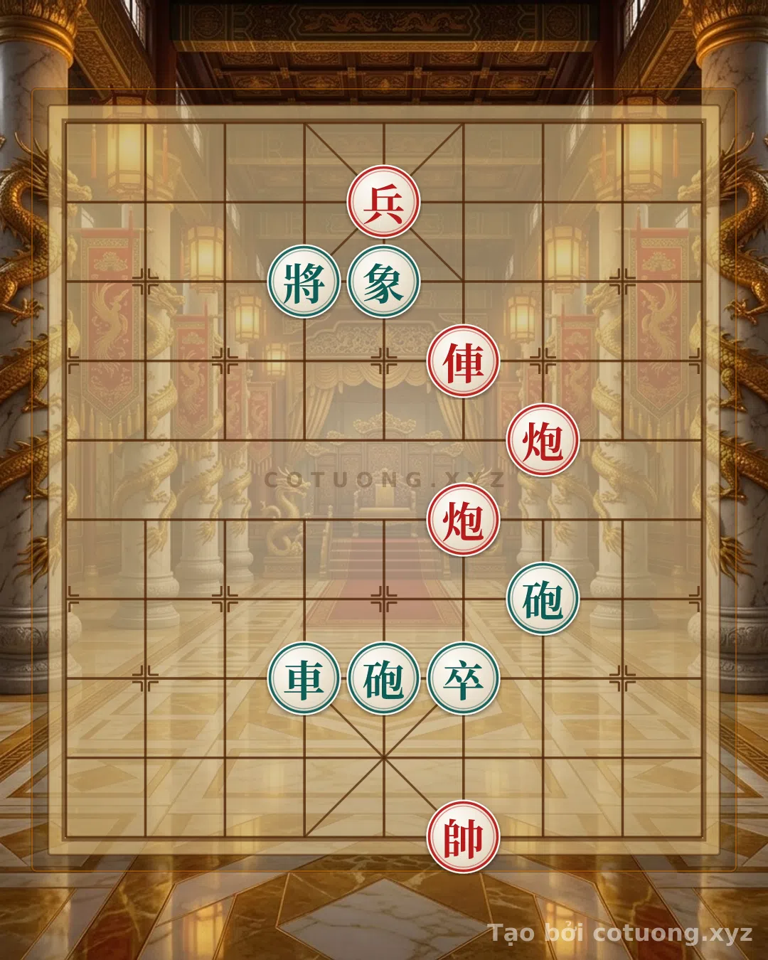 Thế cờ: Red Strategy: Rook on File 4 Pierces, Cannon on File 3 Blocks - Xiangqi (Chinese Chess) Opening Level 1/10 — Cờ Tướng Online