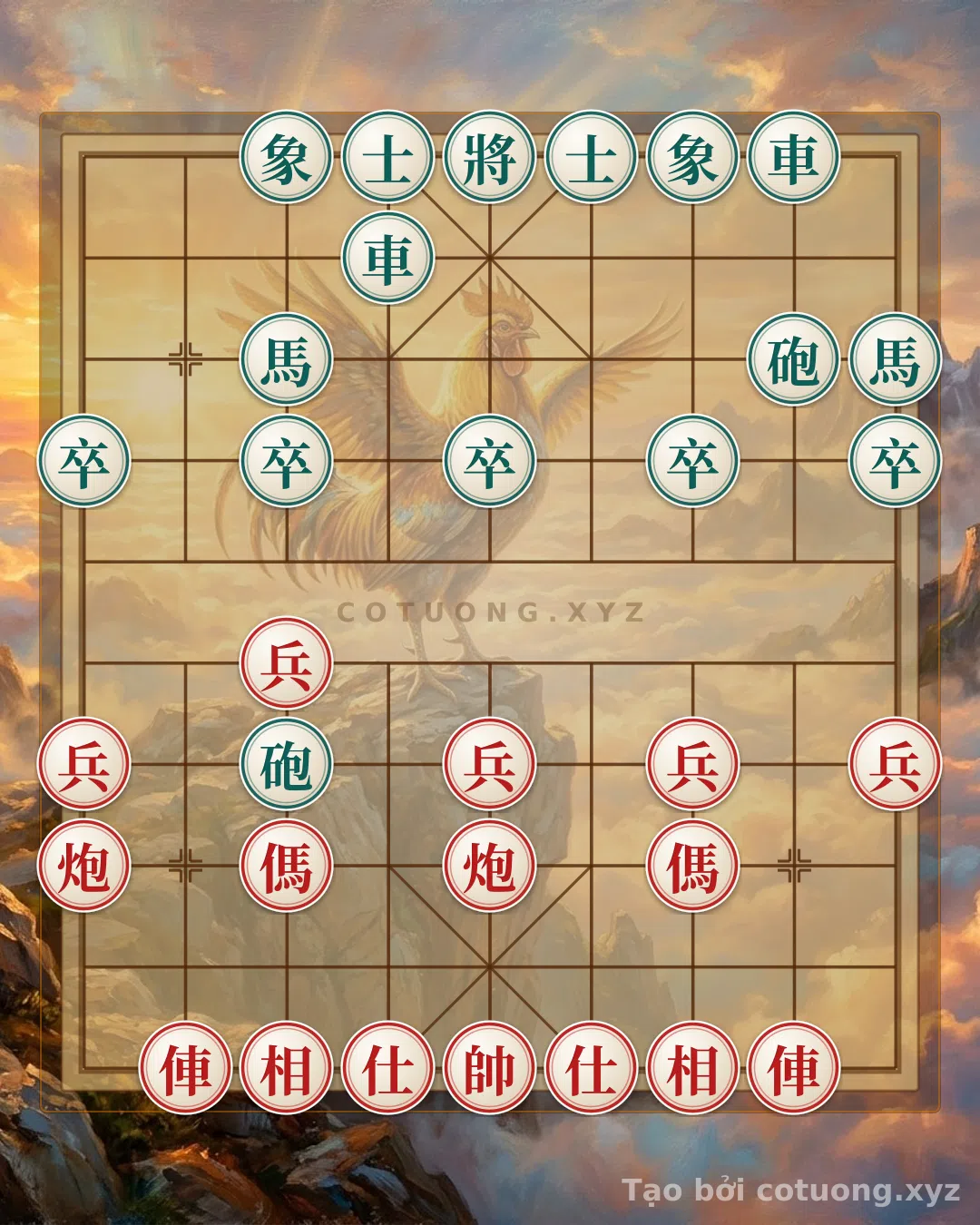 Thế cờ: Red Horse Ngọa Tào: The Strategy of Sacrificing a Rook to Defeat the Black General — Cờ Tướng Online