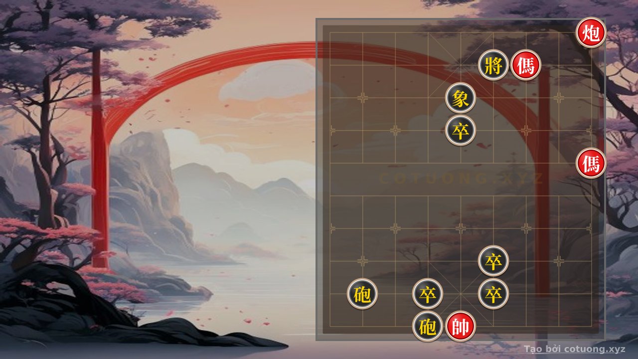 Thế cờ: Xiangqi Position: Red Cannon Exposed on Row 10 - Red's Tactical Advantage — Cờ Tướng Online