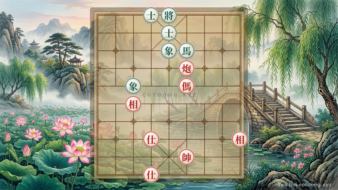 Thế cờ: Online Xiangqi: Red Cannon Exposed on 4th Rank 7th File - Tactical Counterattack and Counterplay — Cờ Tướng Online