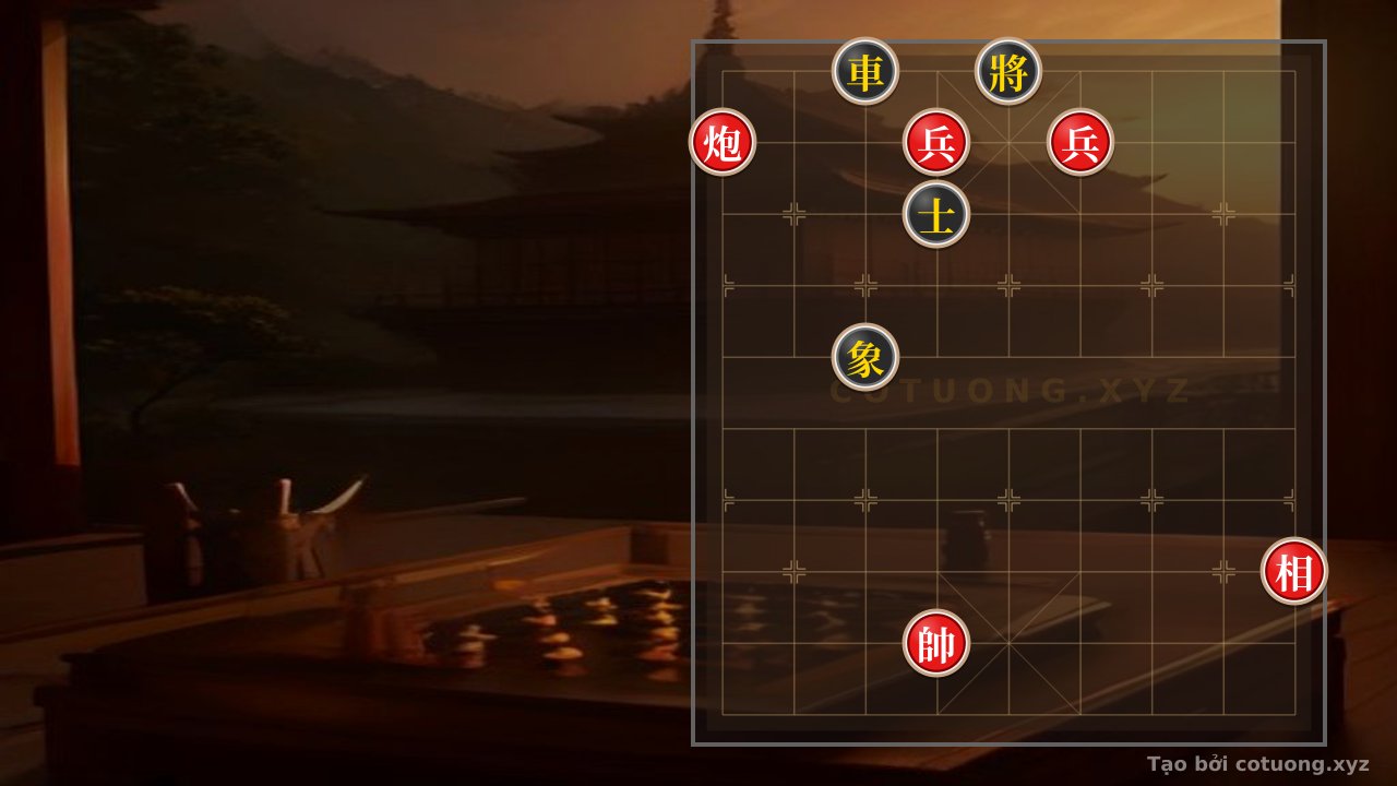 Thế cờ: Red's Quick Win Trick: Cannon on File 9 Threatens Black's General in the 'Chariot Pinning Advisor' Formation — Cờ Tướng Online
