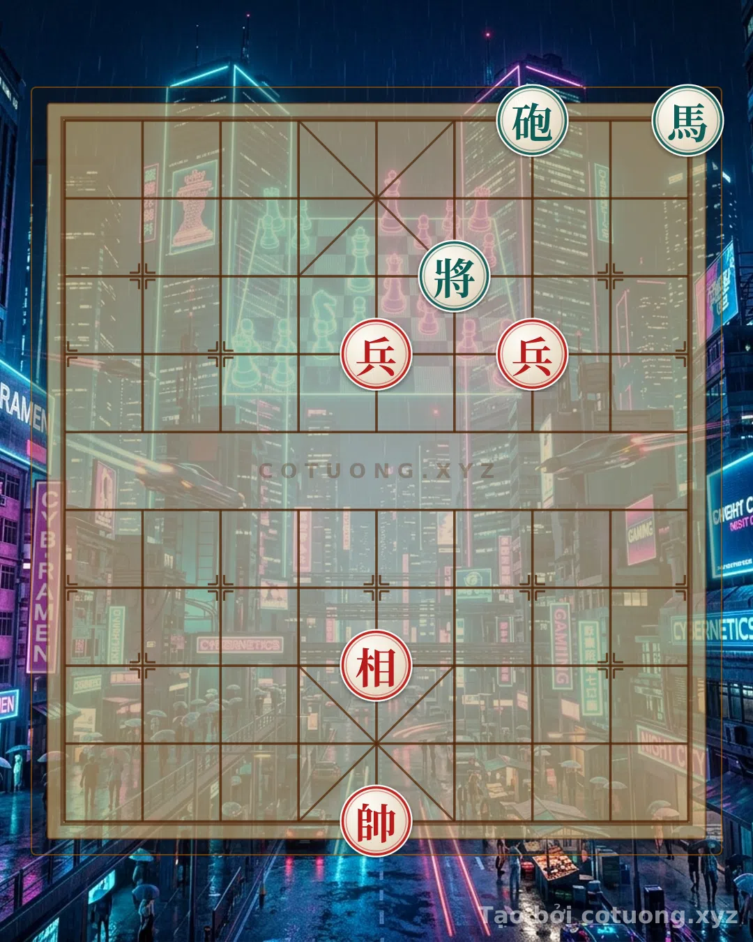 Thế cờ: Red Bishop on File 5, Rank 3: The Red General's Defensive Counterattack Strategy in the Chess Battle — Cờ Tướng Online