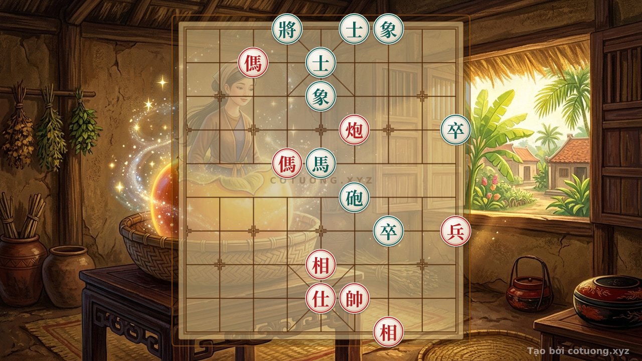 Thế cờ: Xiangqi Master's Secret: Breaking the Double Horse Face-to-Face Formation — Cờ Tướng Online