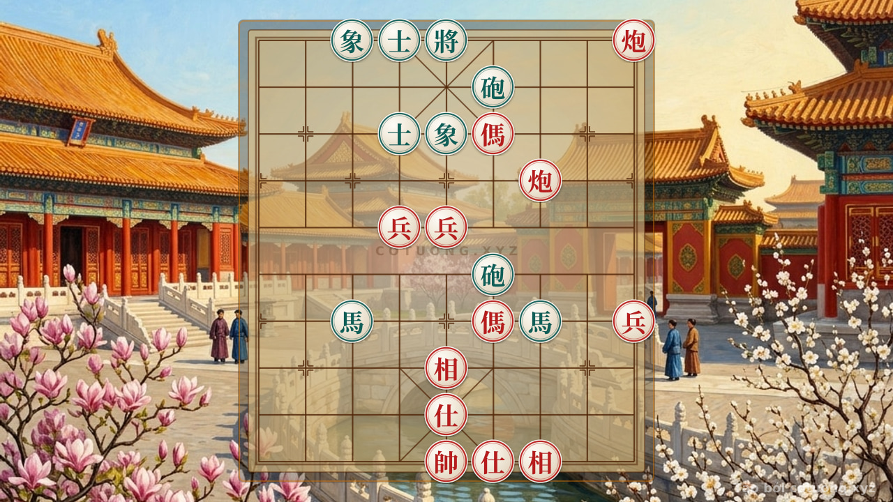 Thế cờ: Endgame Mastery: Defensive Counterattack Techniques in the Double Horse Interlocking Feet Formation — Cờ Tướng Online