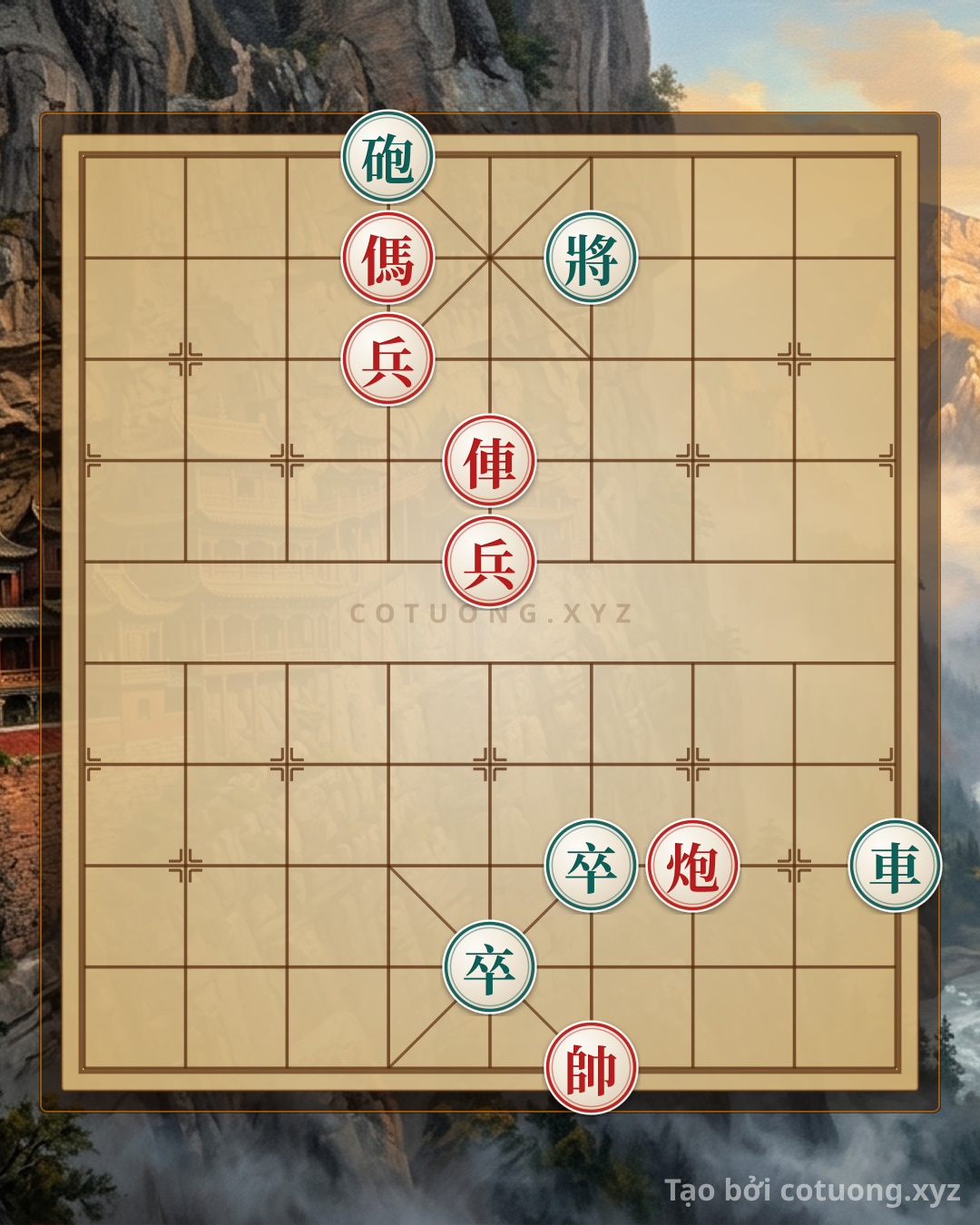 Thế cờ: Red Cannon on File 3, Rank 3: The Death Trap for Black Chariot on File 9, Rank 3 — Cờ Tướng Online