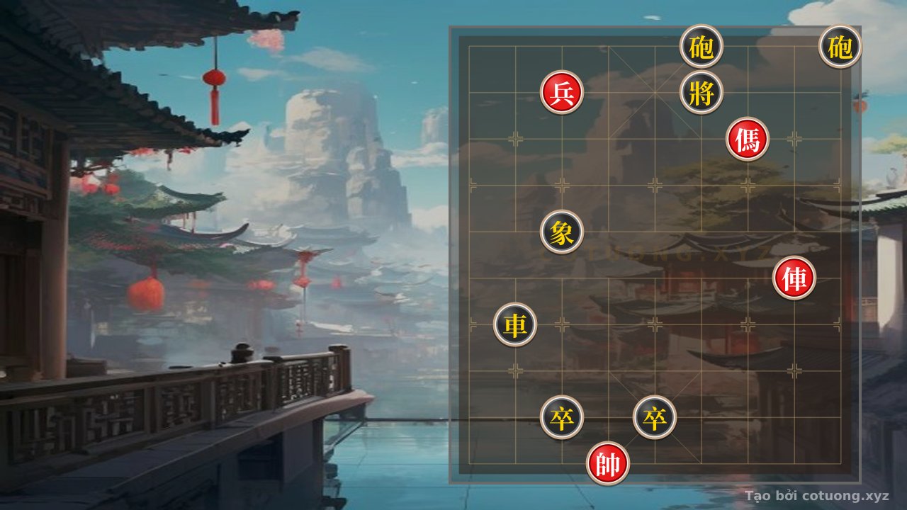 Thế cờ: Black Cannons on File 6 and File 9: The Red's 'Double Cannon Double Strike' Strategy When the Red Chariot is Cornered - A Masterpiece of Chess — Cờ Tướng Online