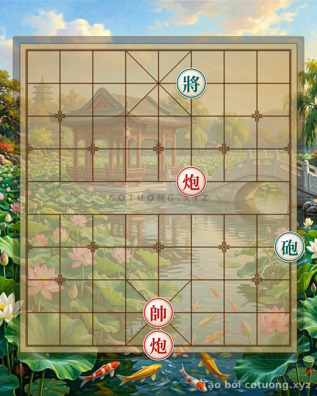 Thế cờ: Red Cannon Exposed on the 4th File: Ruthless Tactics in Xiangqi — Cờ Tướng Online