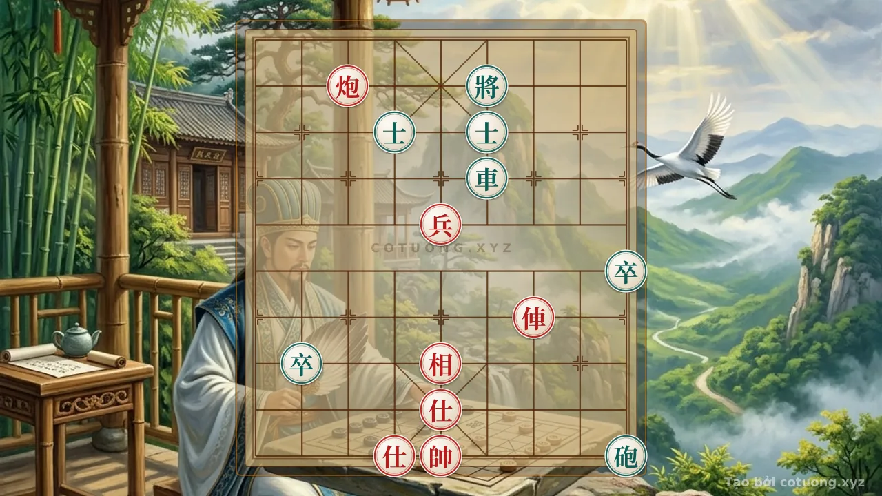 Thế cờ: 'Cannon Exposed 7 - Black Cloud Trap': Red's Dominating Strategy When Black's General is Exposed and Advisors are Pinned! (Level 9/10) — Cờ Tướng Online