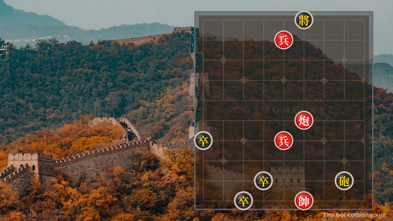 Thế cờ: Xiangqi (Chinese Chess) Setup 'Red Cannon on File 5 vs Black Pawn on File 4': 