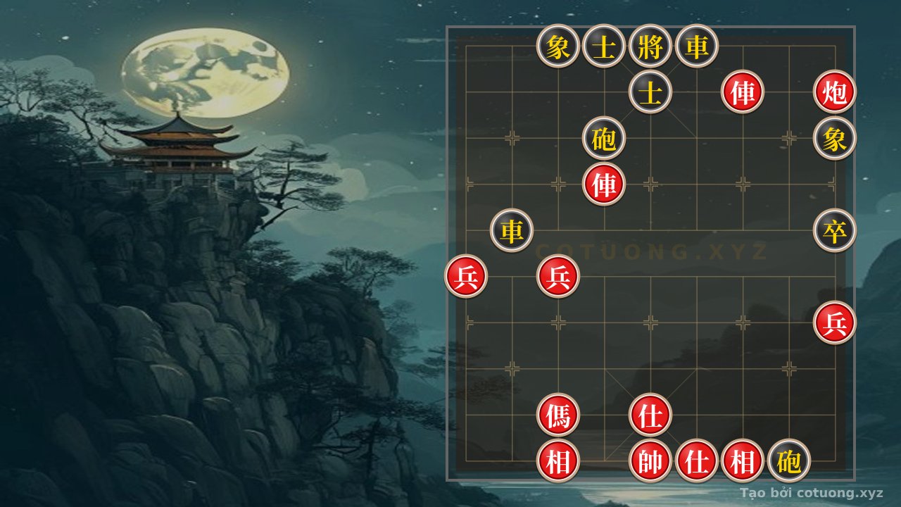 Thế cờ: The Red General's Tricky Position: Double Horses Interlocking, Cannon Setup — Cờ Tướng Online