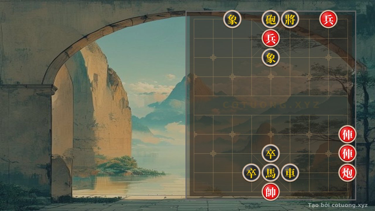 Thế cờ: The 'Quick Checkmate' Trick with Red Rook on File 1, Rank 4 in the 'Empty Cannon' Formation — Cờ Tướng Online