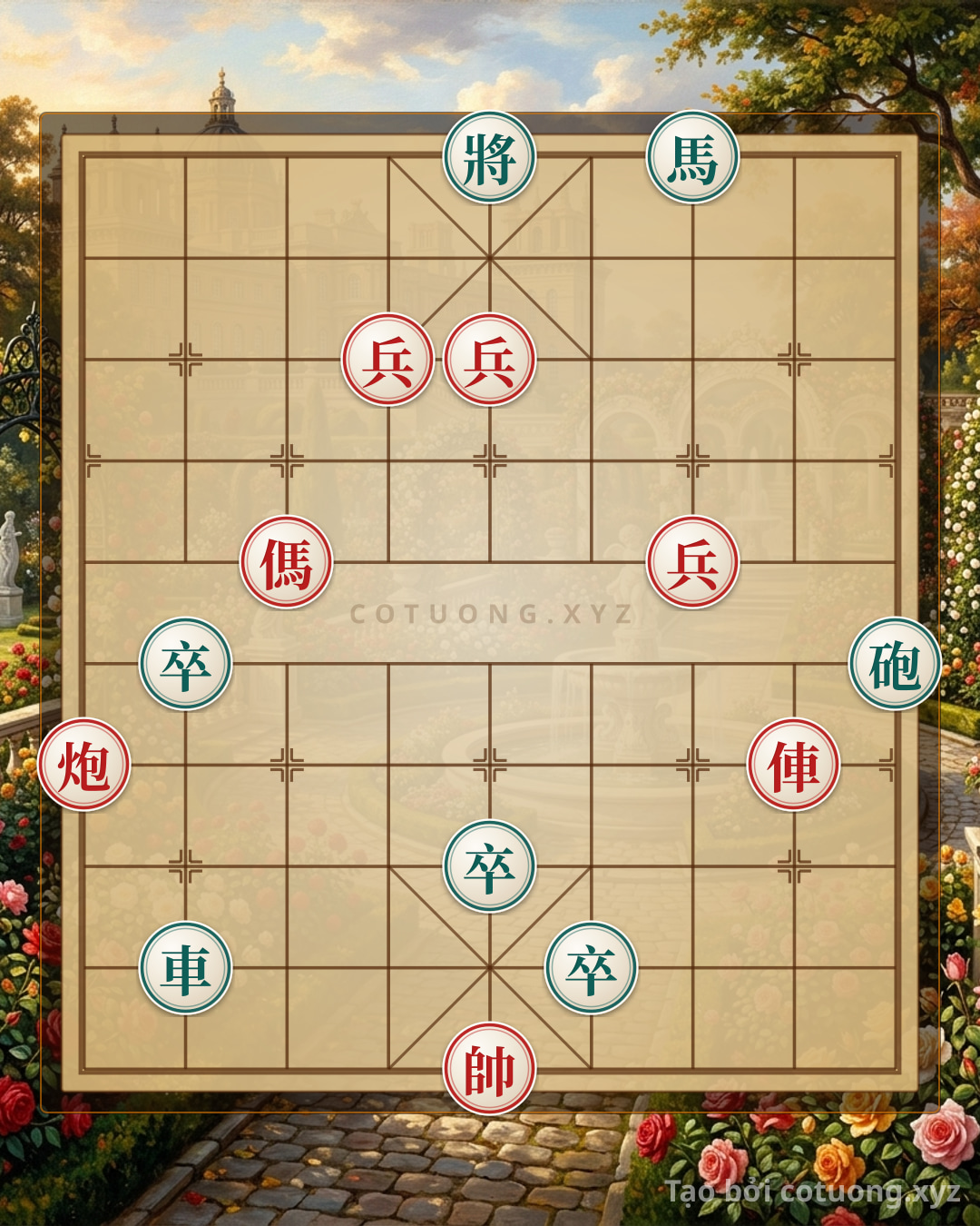 Thế cờ: Godspeed Checkmate: The Art of Rook Cannon Horse with 3 Pawns to Defeat the Black General in 3 Moves — Cờ Tướng Online