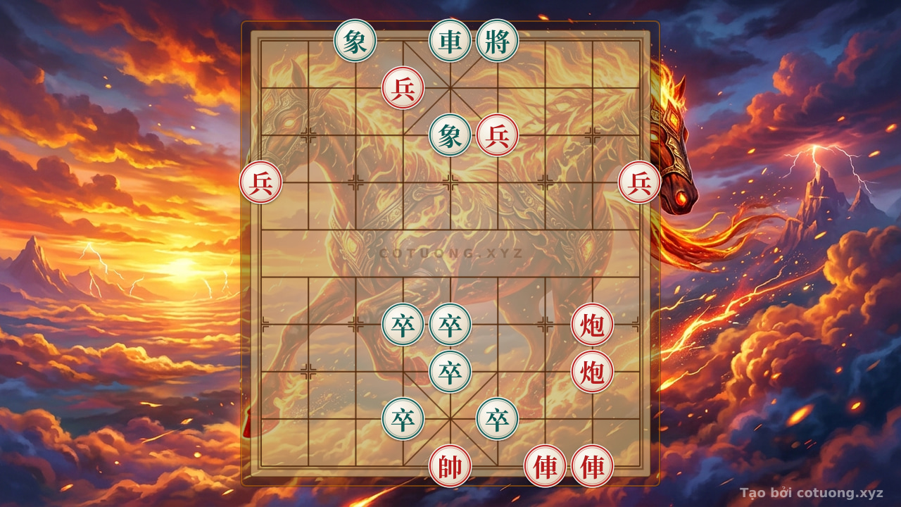 Thế cờ: Red General's Strategy: Defense Tactics for the Black Pawn on the 4th Rank - Basic Lessons in Defense — Cờ Tướng Online