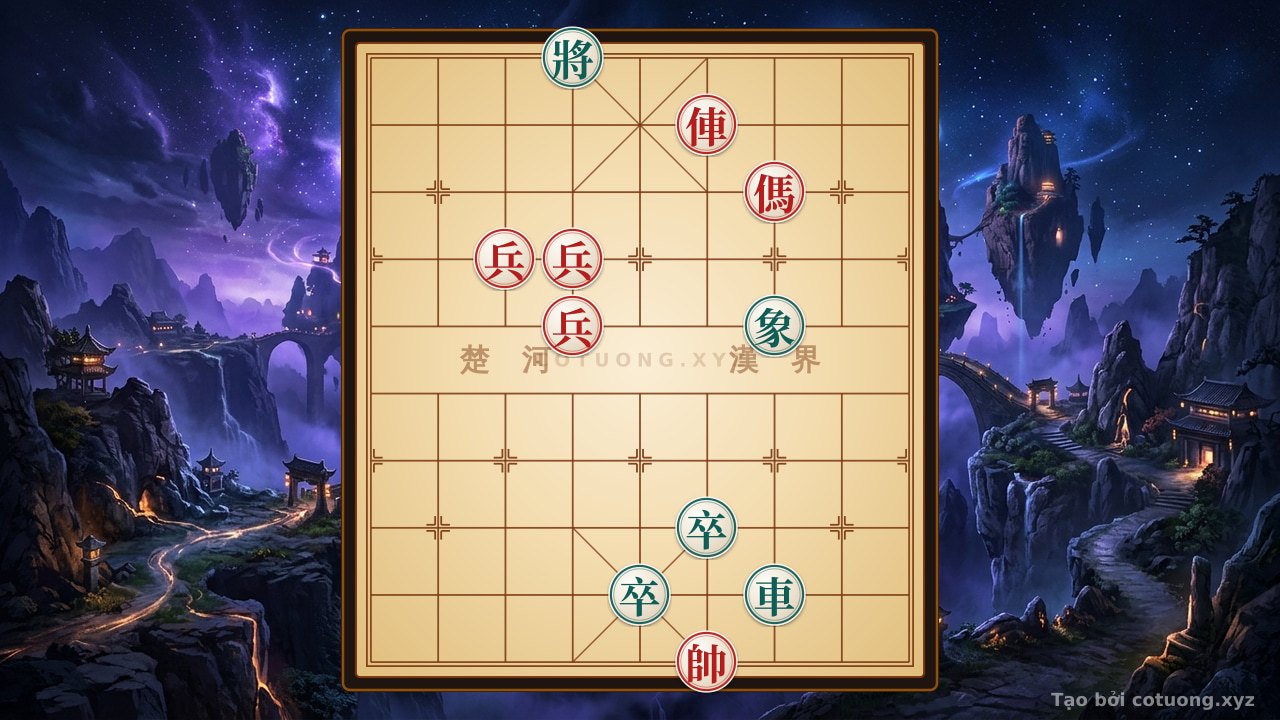 Thế cờ: 'Black General on File 4, Rank 10 – The Code of a Battle in ‘Red Chariot Invades File 9’: 
