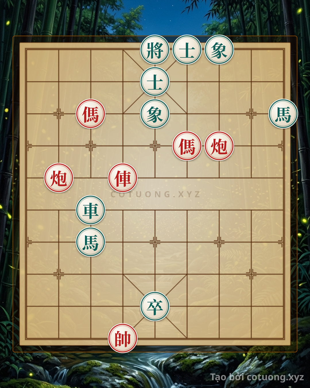 Challenge: Red Formation 1/10: Two Red Horses Exchange Legs, Red Cannon Waits for Opportunity - Can you solve it?