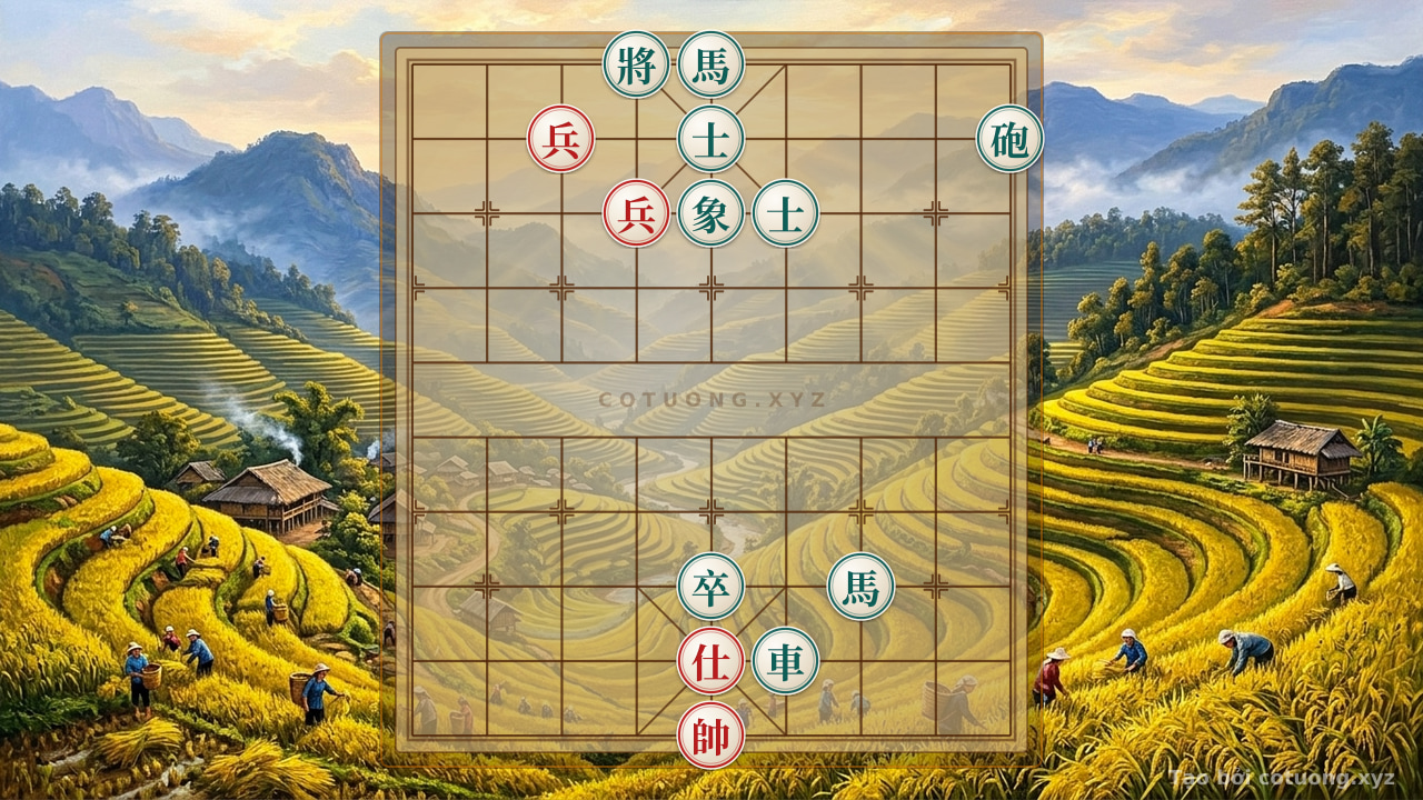 Thế cờ: The 'White Dragon Fake' Strategy: When a Few Red Forces Surround the Black General - Survival Tips from the Battle of Sông Chẹn — Cờ Tướng Online