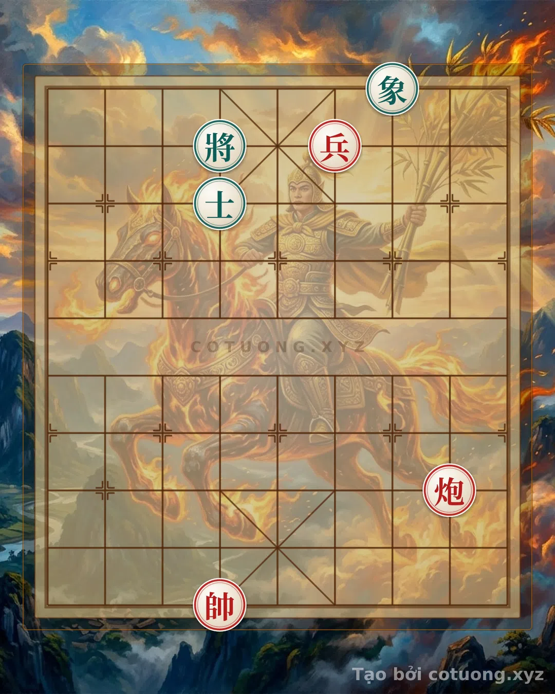 Thế cờ: Xiangqi World: Red Cannon on File 2 Rank 3 - Blitz Tactics from an Empty Board — Cờ Tướng Online
