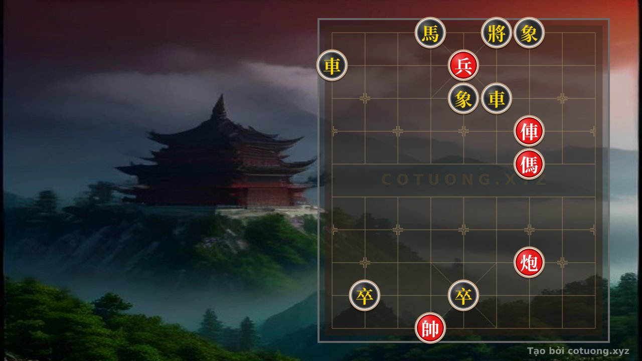 Thế cờ: Black and Red Trap: Black Rook Lies in Wait for the Empty Cannon, Red Horse Leaps to the King — Cờ Tướng Online