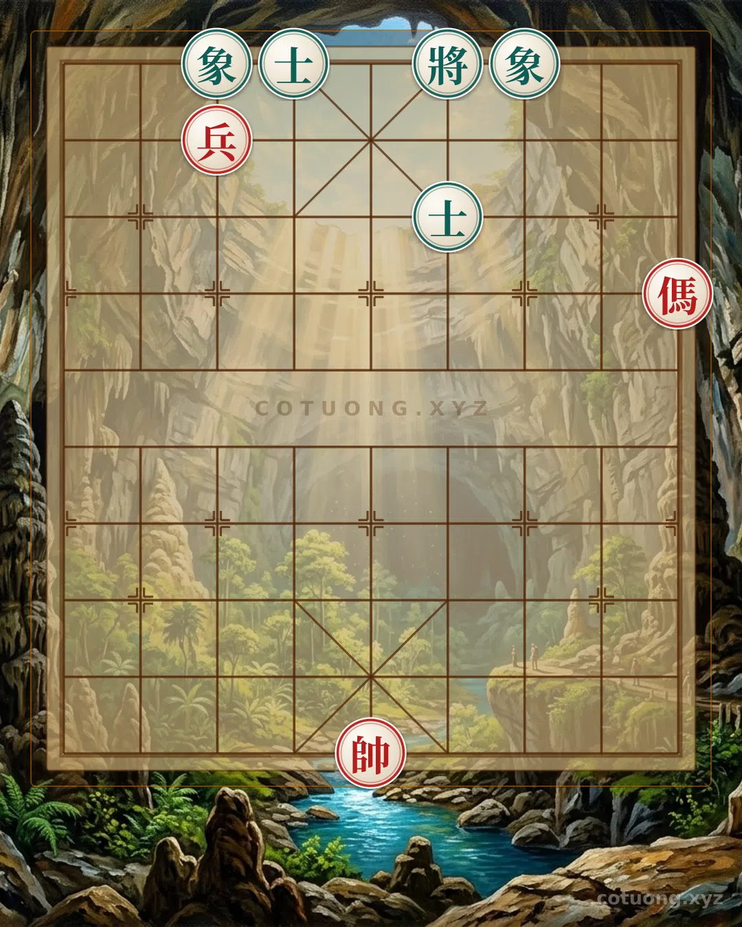 Thế cờ: The Mystical Chessboard: When the Red Horse Clashes with the Black Elephant and Advisor - Ancient Trap Secrets — Cờ Tướng Online