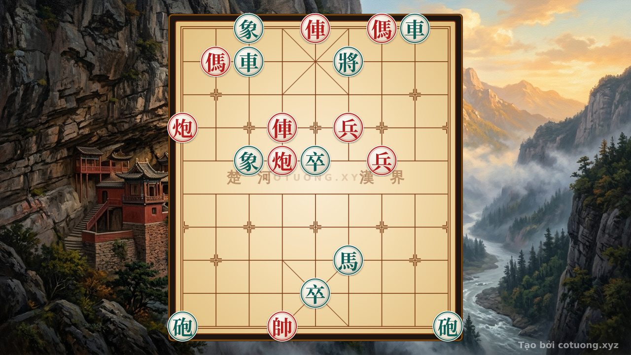 Thế cờ: Analyzing the Most Difficult Xiangqi Position: Black Under Pressure, Red Dominating the Board — Cờ Tướng Online