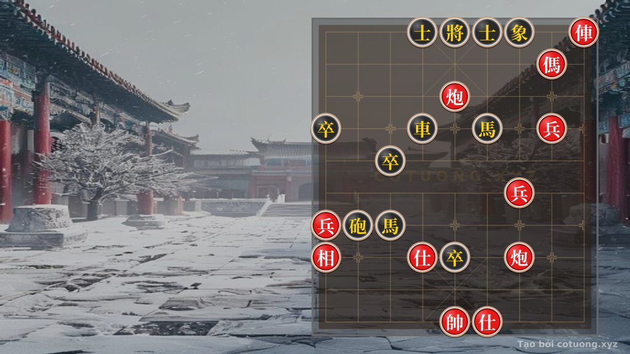 Thế cờ: The Suffocating Formation: Red General Trapped in a Checkmate, One Move Decides Life or Death — Cờ Tướng Online