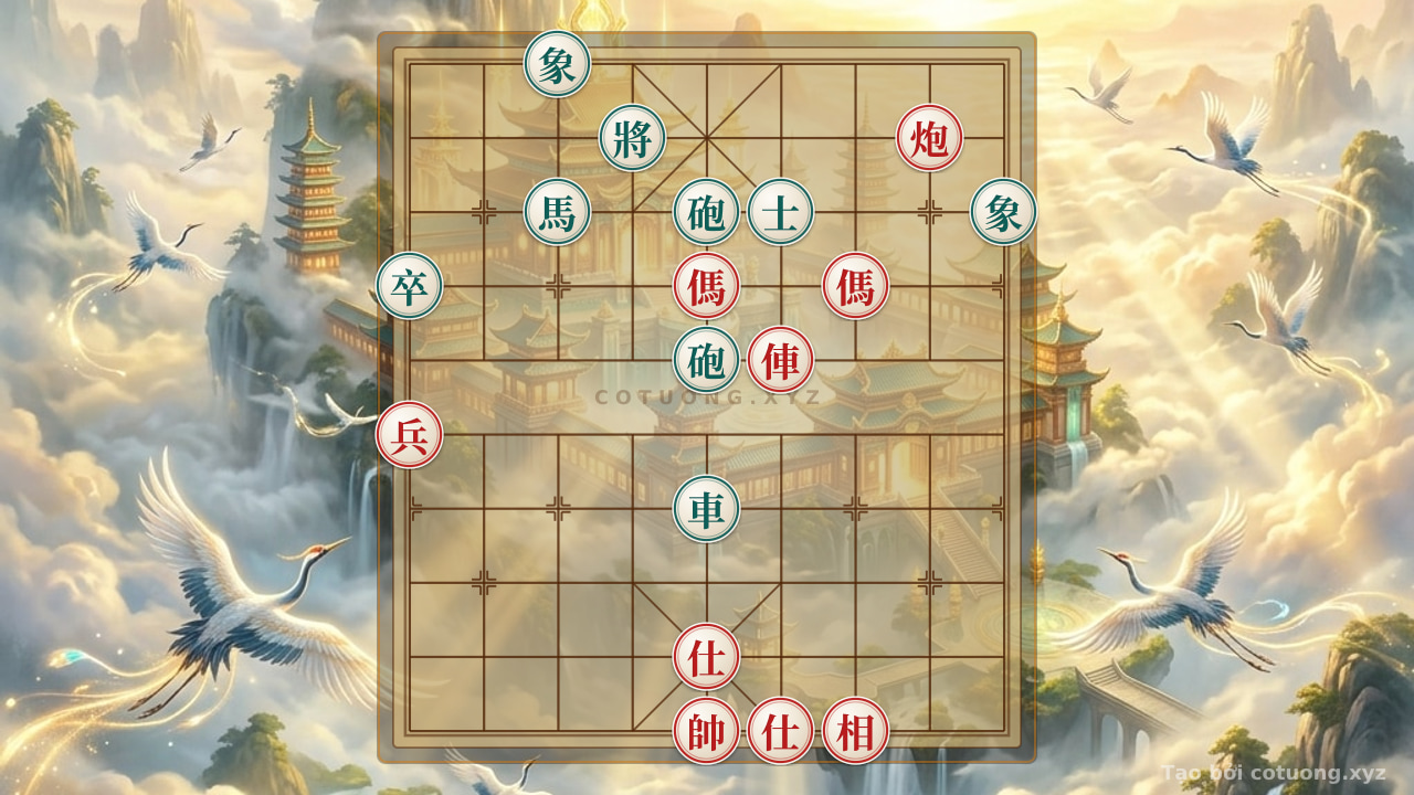 Thế cờ: Xiangqi Pro Tips: Double Horse Counterattack on File 5 Rank 7, Cannon Trap to Capture the Black General — Cờ Tướng Online