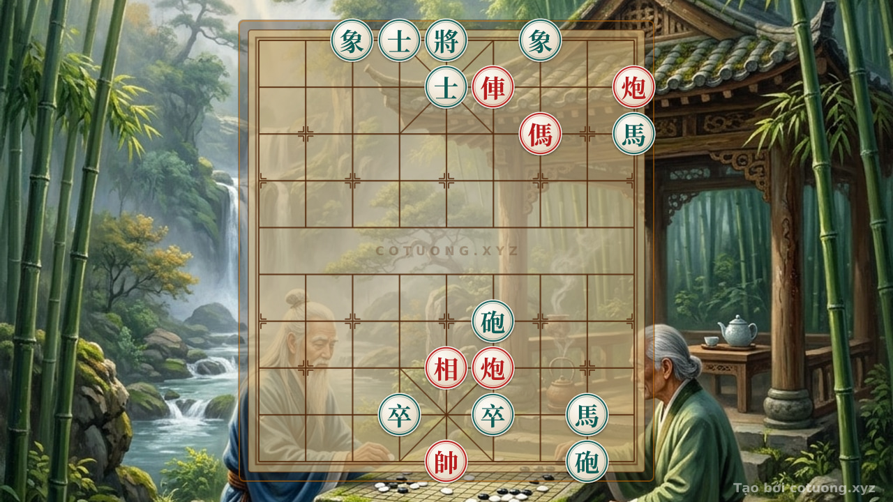 Thế cờ: Opening: Red's Elephant and Rook Attack, Black's Counterattack with Double Cannons - Tactical Masterpiece — Cờ Tướng Online