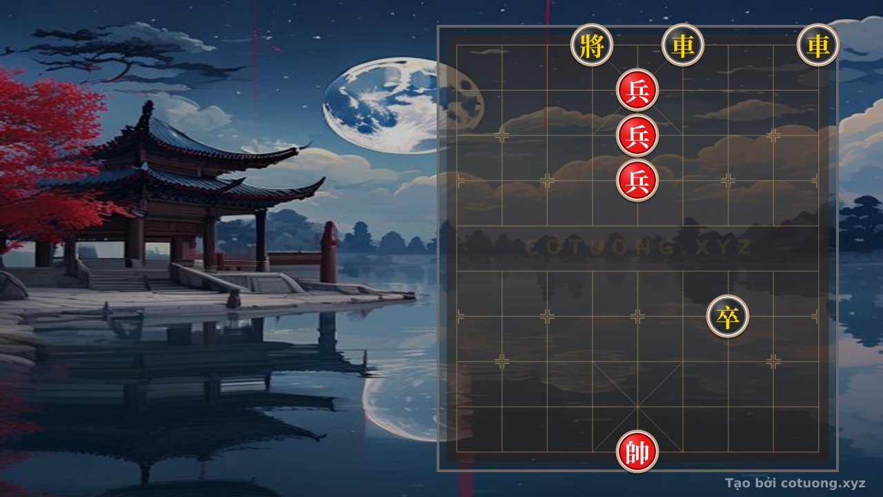 Thế cờ: The 3 Pawns' Crucial Trap Against the Black Double Rooks: When the Red General Dominates the Center — Cờ Tướng Online