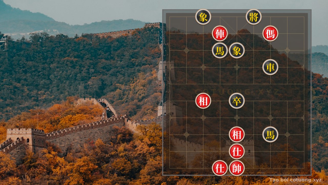 Thế cờ: Red General: The Strategy of Red Horses Interlocking at Lane 3-4, Black Chariot Retreats from Lane 7 - Lessons for the Player — Cờ Tướng Online