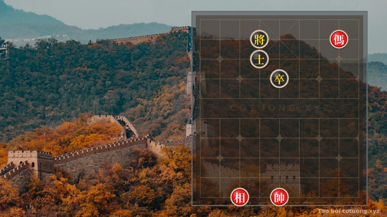 Thế cờ: Ultimate Xiangqi: The Red Trio's Checkmate Strategy Against Black's Defenseless King — Cờ Tướng Online