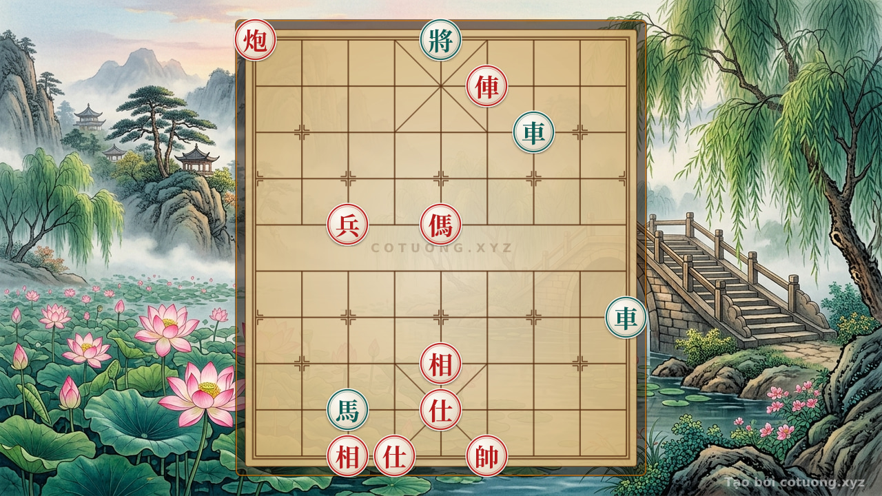 Thế cờ: Red General's Victory Over the Black Chariot: A Crushing Strategy from the Red Cannon on File 9 — Cờ Tướng Online