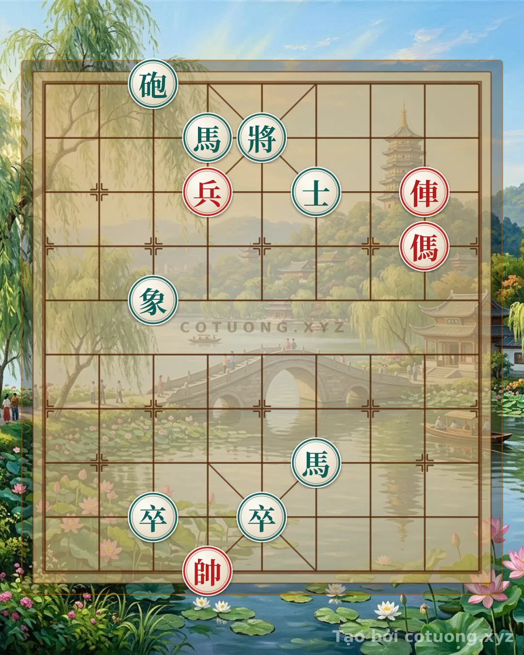 Thế cờ: The Mystical Chess Battle: Red's Lonely Retreat, Black's Encirclement - Who Will Win? — Cờ Tướng Online