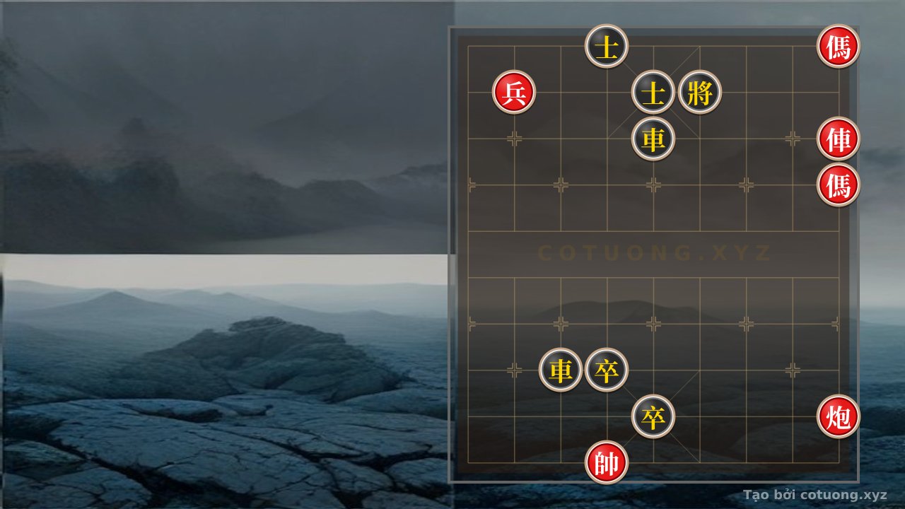 Thế cờ: Xiangqi: The Battle of Life and Death - Two Black Horses Interlocking Legs, Red Cannon Blocked — Cờ Tướng Online