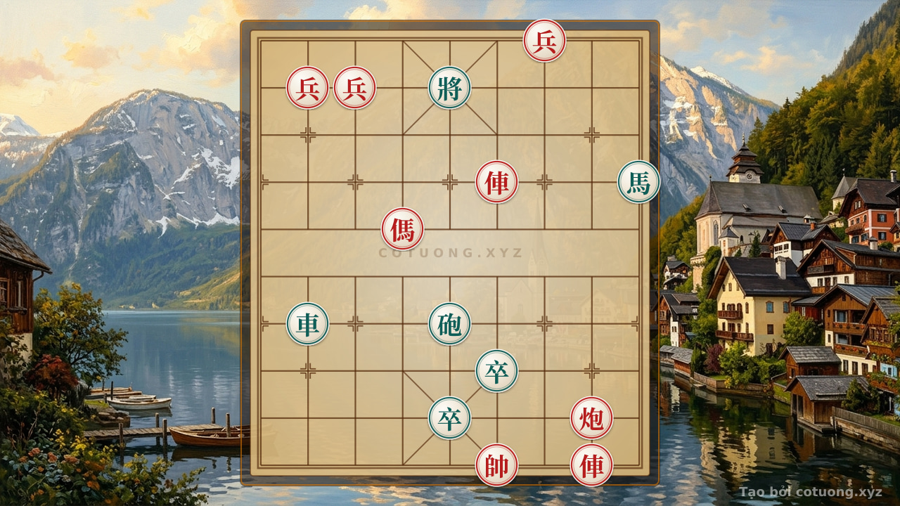 Thế cờ: Xiangqi Symphony: Black's Resilience Amidst the Flames — Cờ Tướng Online