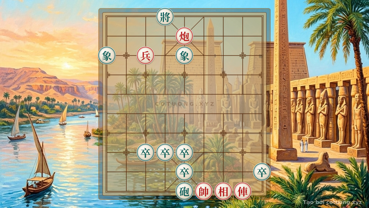 Thế cờ: Xiangqi (Chinese Chess): Red Cannon Exposed at 5-9 Under Siege - Breakthrough Tactics Under Pressure — Cờ Tướng Online