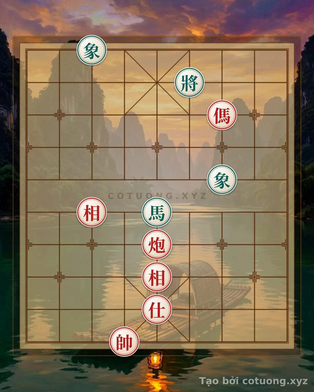 Thế cờ: Hidden General: Elephant Trap on the 3rd File and Red's Sacrificial Move — Cờ Tướng Online