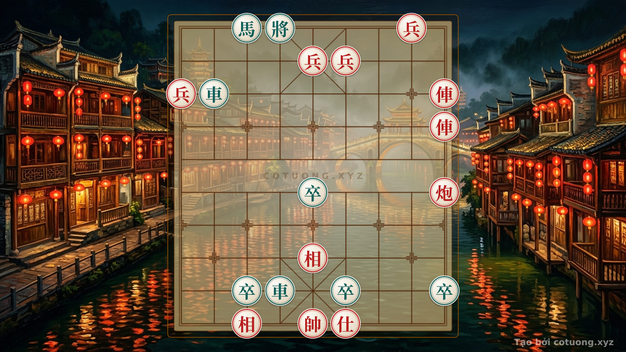Thế cờ: Master's Secret: How Red Wins with 2 Rooks, 2 Cannons, and 4 Pawns Against Black's 2 Horses, 2 Rooks, and 4 Pawns in One Move! — Cờ Tướng Online