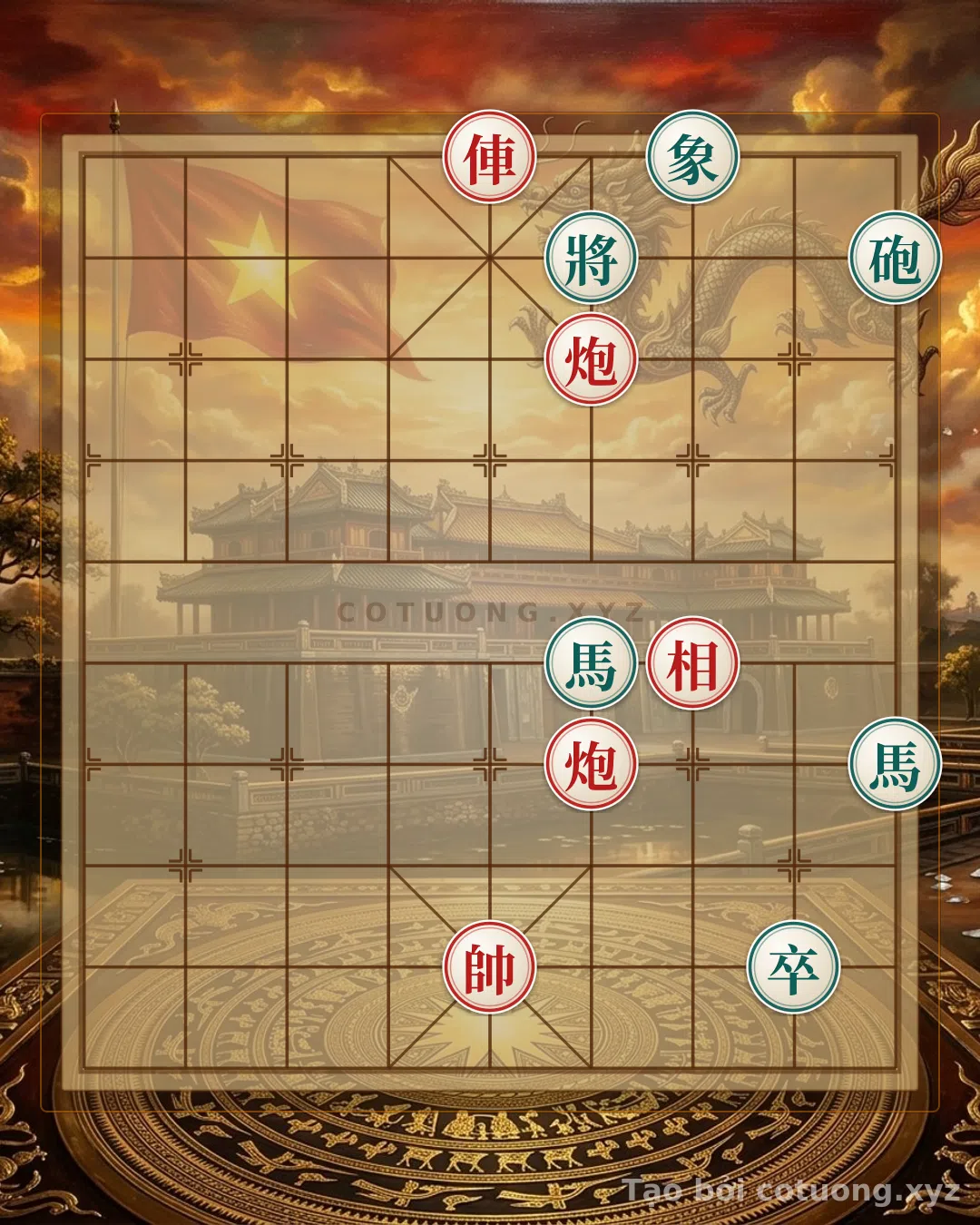Thế cờ: Red Rook and Two Cannons vs. Black Horses and Elephants - Classic Checkmate Strategy — Cờ Tướng Online