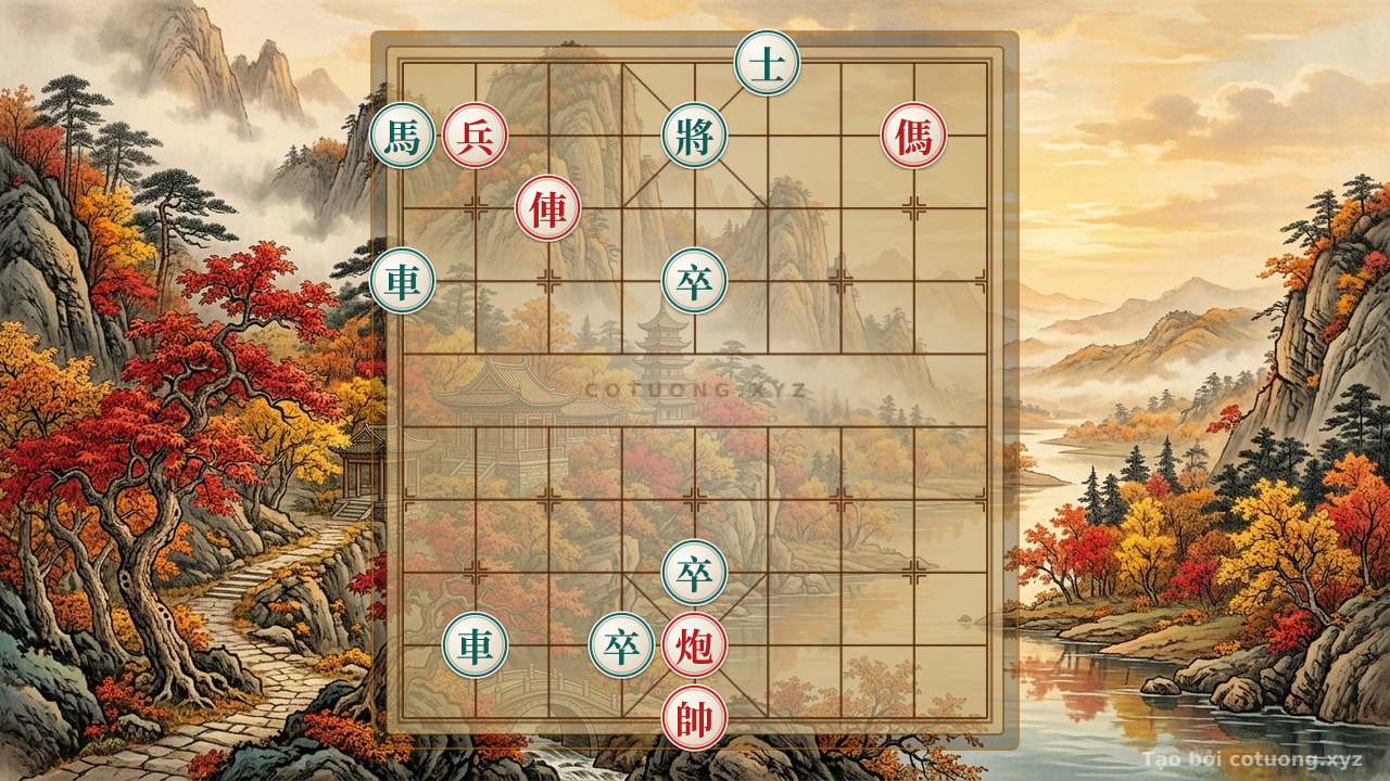 Thế cờ: Black's 'Horse Capture' Strategy - The Red Player's Psychological Breakthrough in the Mind Chessboard — Cờ Tướng Online