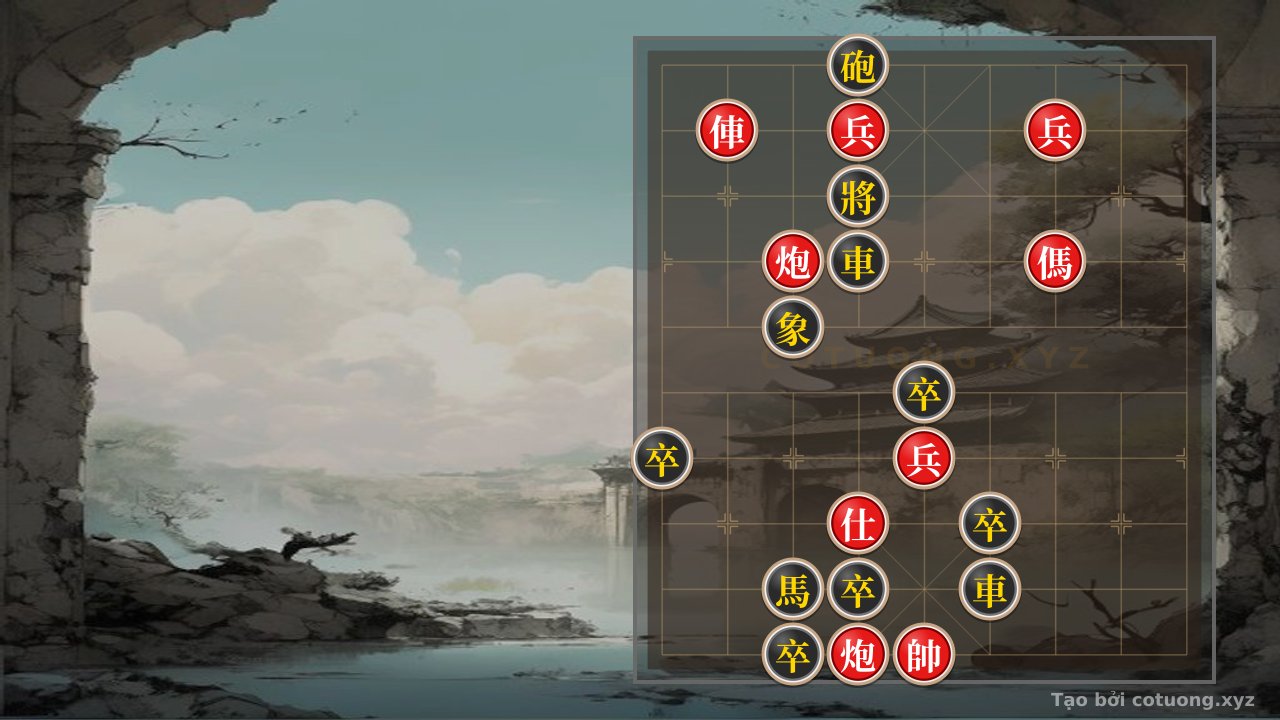Thế cờ: Red Cannon on File 4, Rank 10: The Hidden Strategy of the Black Pieces in the Storm of Tactics — Cờ Tướng Online