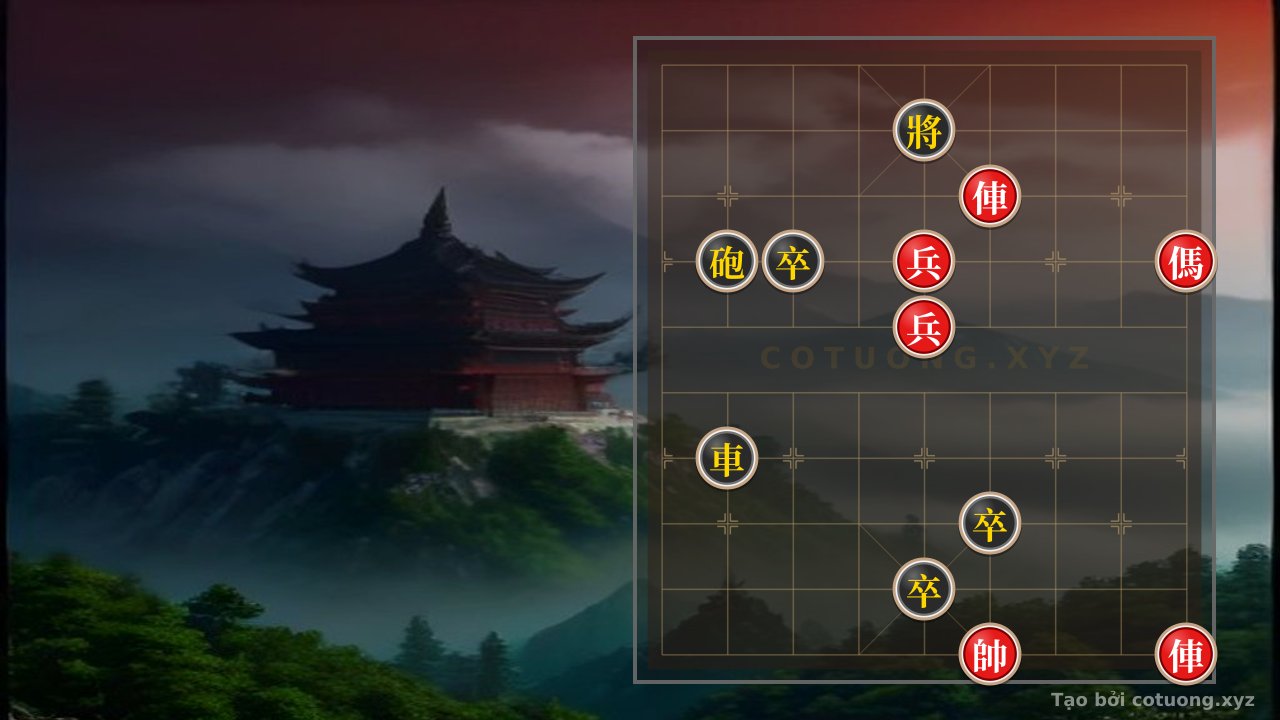Thế cờ: Red General's Net Opening: Rook Thrusts Straight to the 4th File, Pawn Attacks the Black General — Cờ Tướng Online