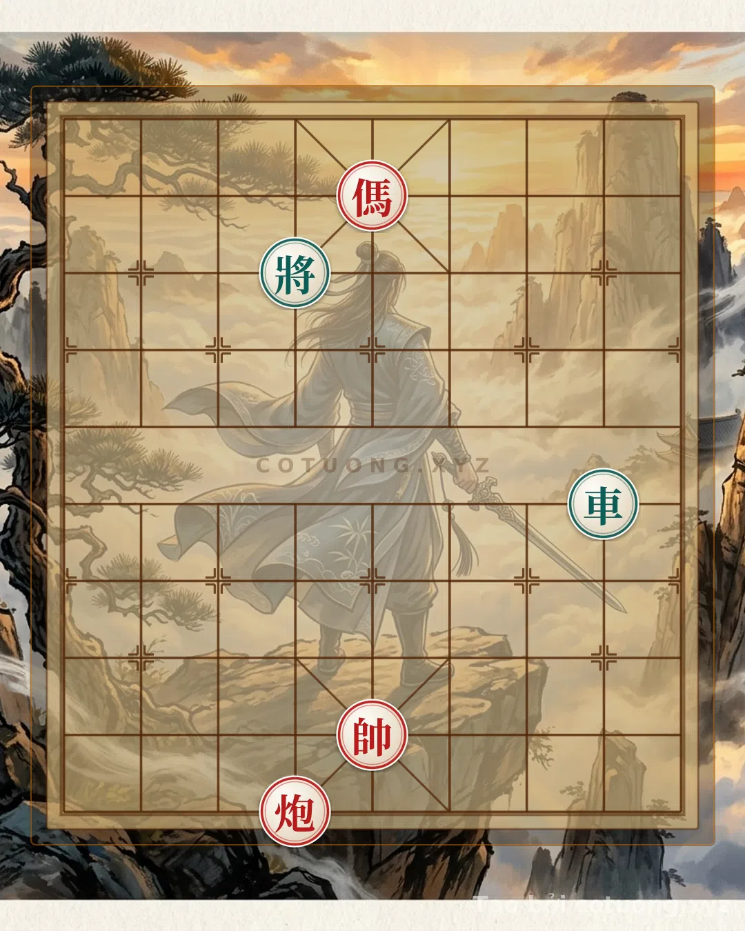 Thế cờ: Silent Board: Red Horse on 5, Black General on 4 - A Leader's Overwhelming Ambush — Cờ Tướng Online