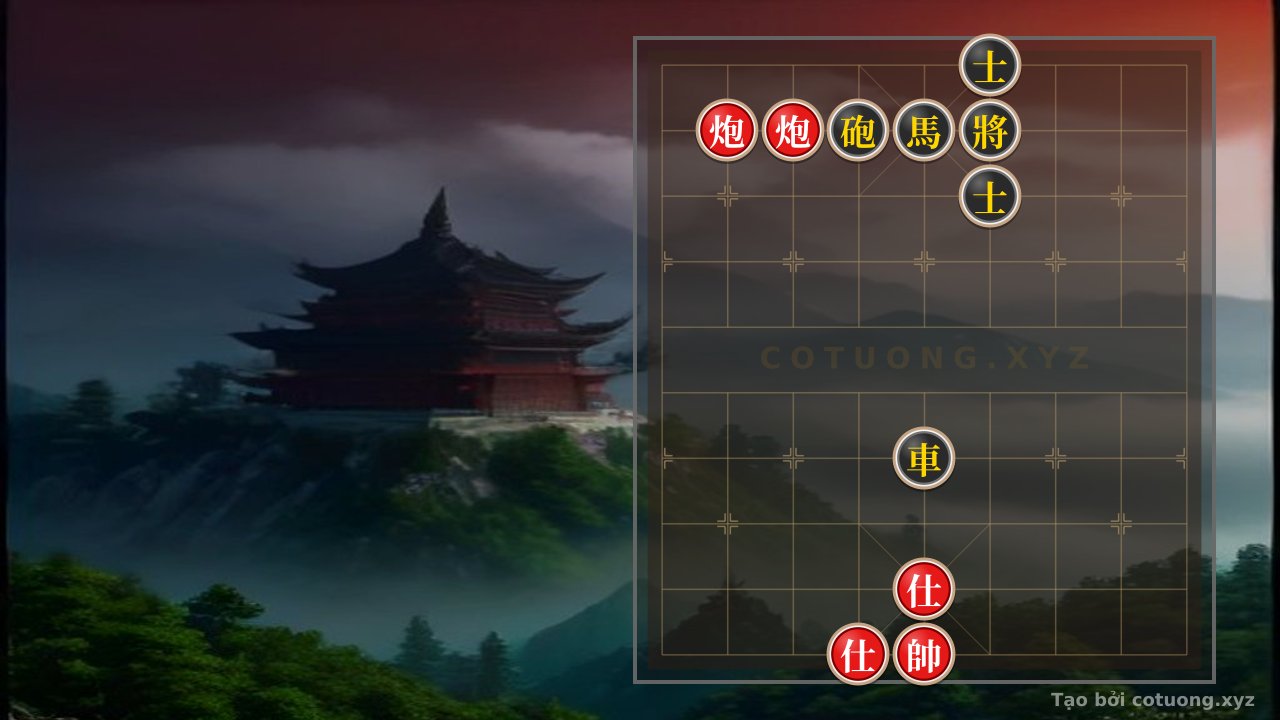 Thế cờ: Black Chariot's Straight Attack: A Checkmate Strategy from File 5 Rank 4 — Cờ Tướng Online