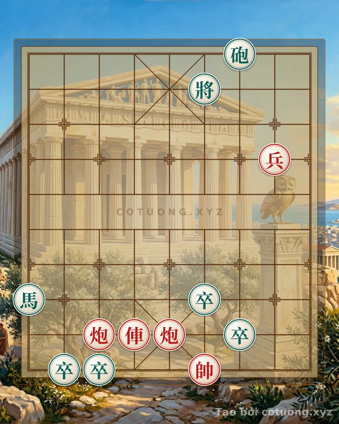 Thế cờ: Quick Checkmate Trick: The Xiangqi Opening Where Red's 1 Rook, 2 Cannons and 1 Pawn Crush Black's 4 Pawns, 1 Horse and 1 Cannon in Just 3 Moves — Cờ Tướng Online