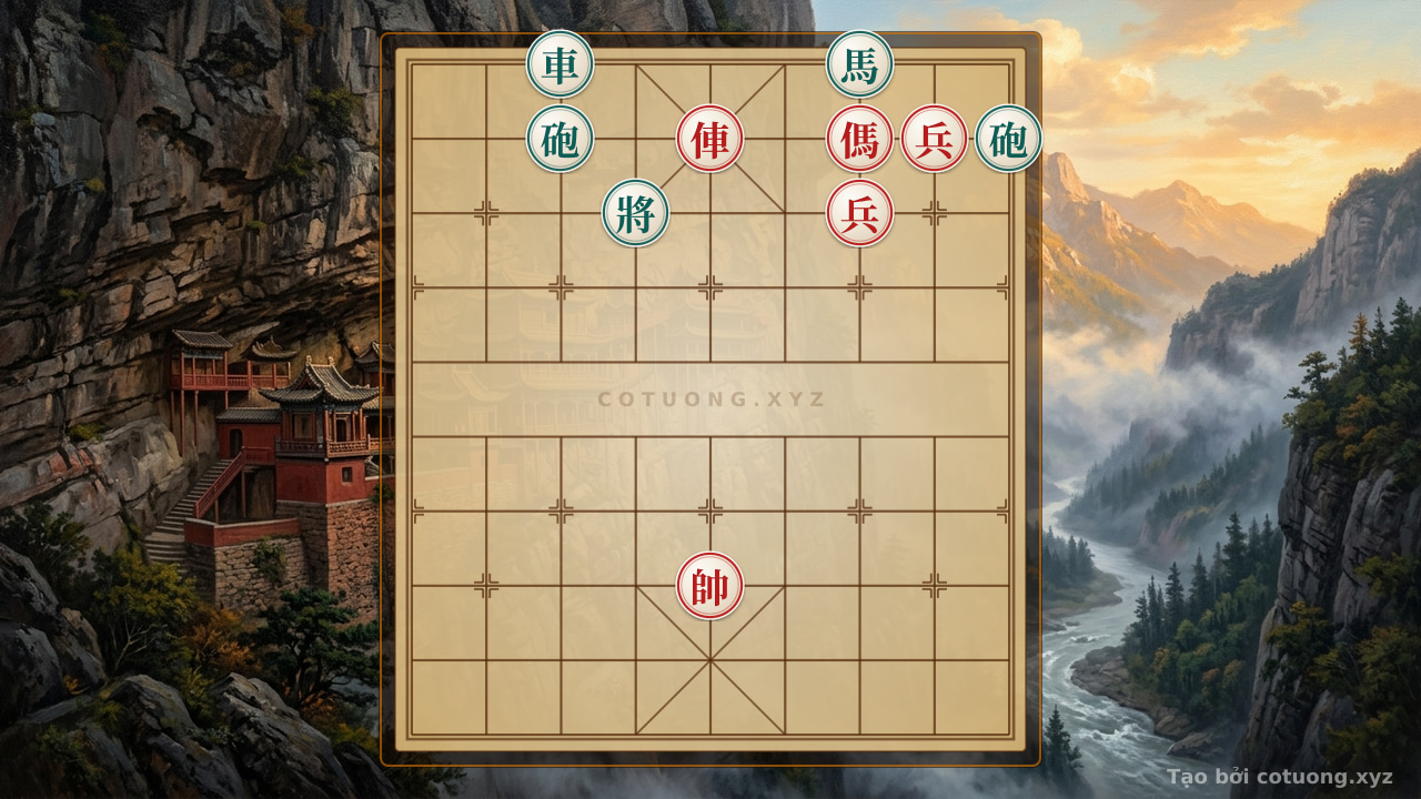 Thế cờ: Red Camp: Rook's Charge and Horse's Double Attack - A Deadly General's Gambit — Cờ Tướng Online